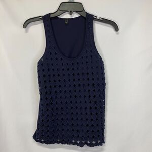 J  Crew Women's Navy Eyelet Sleeveless Tank Top Blouse XXS.